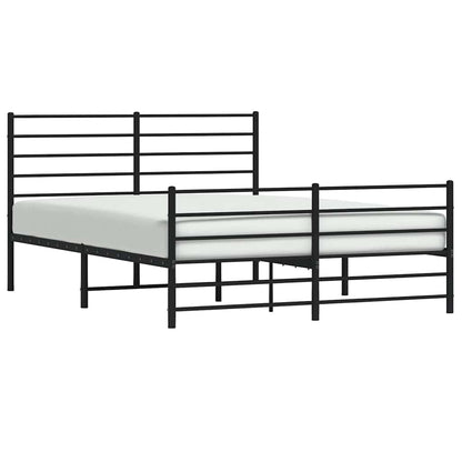 Metal Bed Frame without Mattress with Footboard Black 140x200cm