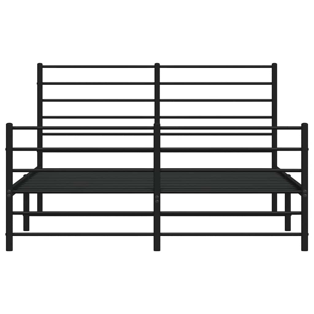 Metal Bed Frame without Mattress with Footboard Black 140x200cm