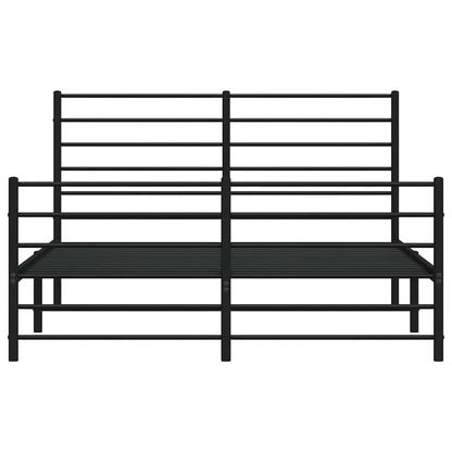 Metal Bed Frame without Mattress with Footboard Black 140x200cm