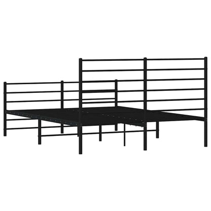 Metal Bed Frame without Mattress with Footboard Black 140x200cm