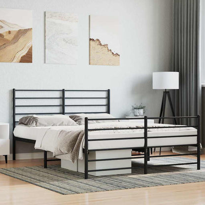Metal Bed Frame without Mattress with Footboard Black 140x200cm