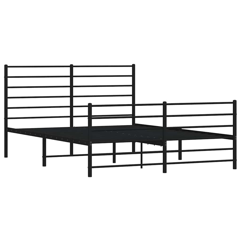 Metal Bed Frame without Mattress with Footboard Black 150x200cm