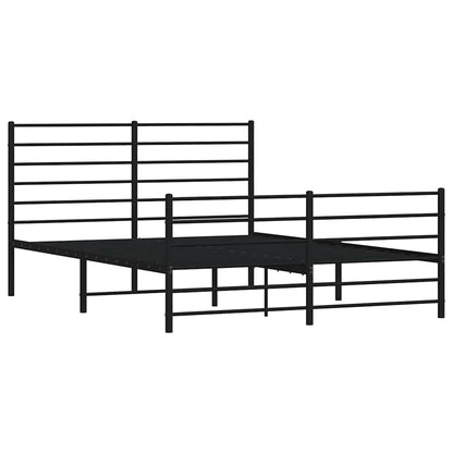 Metal Bed Frame without Mattress with Footboard Black 150x200cm