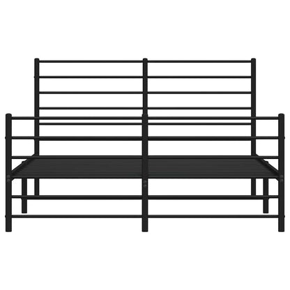 Metal Bed Frame without Mattress with Footboard Black 150x200cm