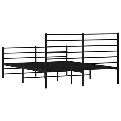 Metal Bed Frame without Mattress with Footboard Black 150x200cm