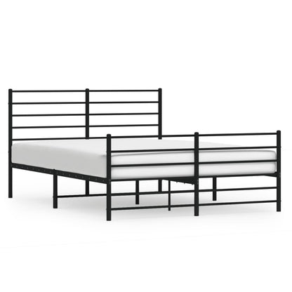 Metal Bed Frame without Mattress with Footboard Black 160x200cm