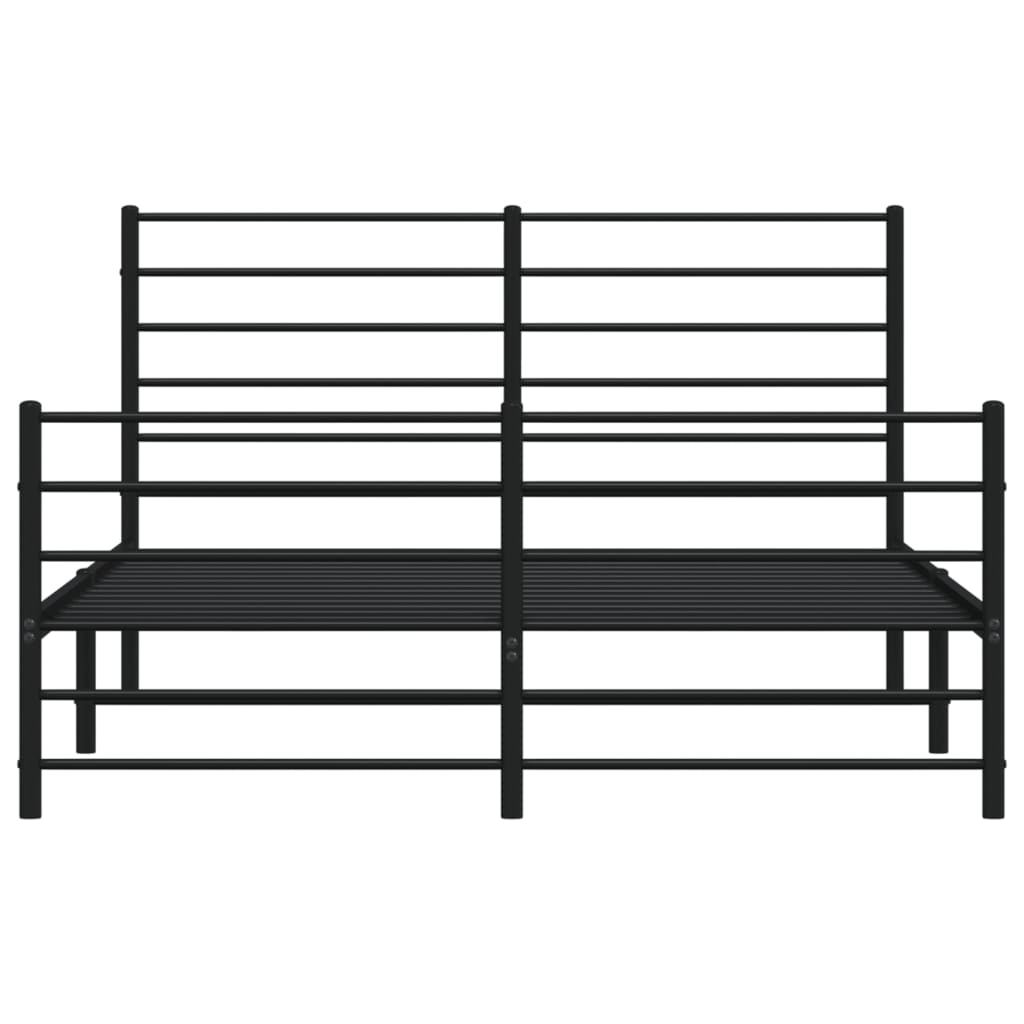 Metal Bed Frame without Mattress with Footboard Black 160x200cm