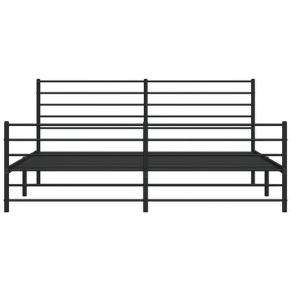 Metal Bed Frame without Mattress with Footboard Black 200x200cm