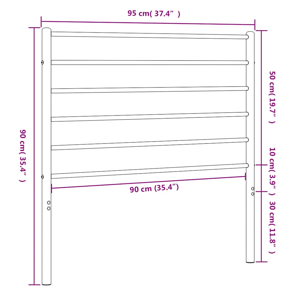 Headboard | Black | Powder-Coated Steel | Single | Durable | Headboard