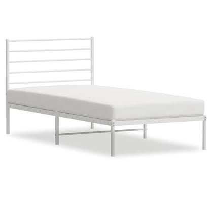 Metal Bed Frame without Mattress with Headboard White 75x190cm