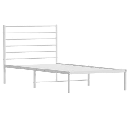 Metal Bed Frame without Mattress with Headboard White 75x190cm