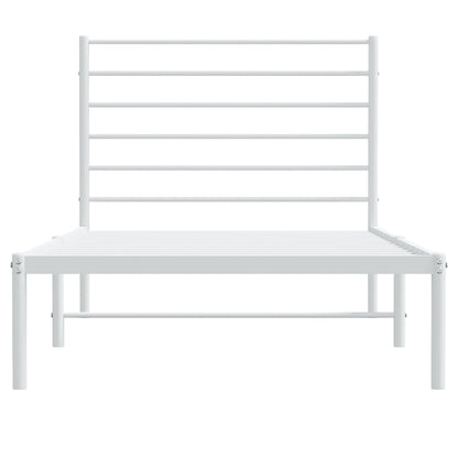 Metal Bed Frame without Mattress with Headboard White 75x190cm