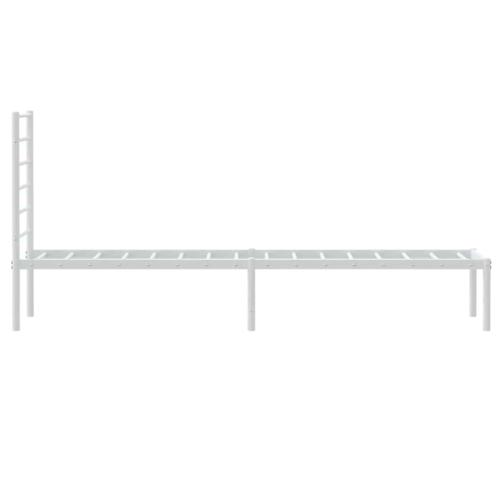 Metal Bed Frame without Mattress with Headboard White 90x190cm