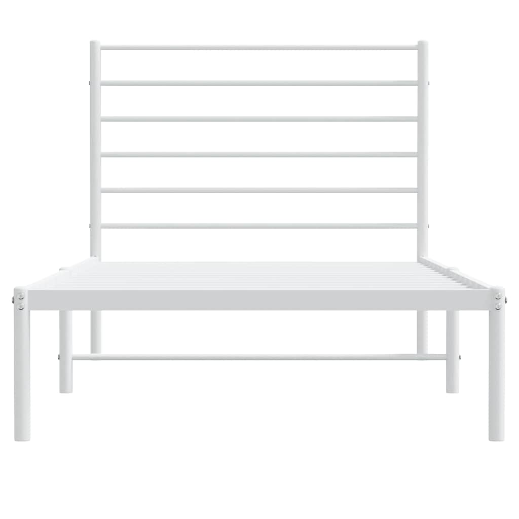 Metal Bed Frame without Mattress with Headboard White 90x200cm