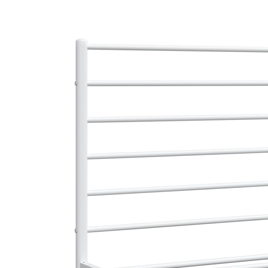 Metal Bed Frame without Mattress with Headboard White 120x190cm