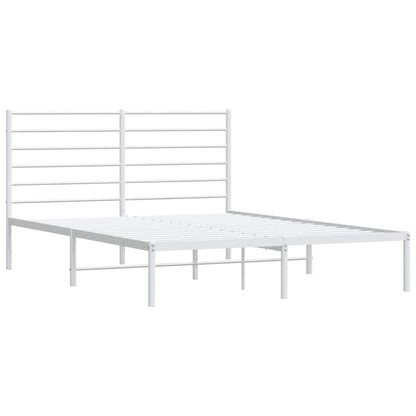 Metal Bed Frame without Mattress with Headboard White 120x200cm