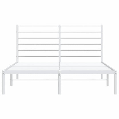 Metal Bed Frame without Mattress with Headboard White 135x190cm