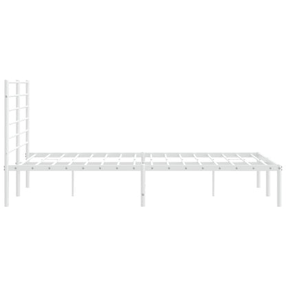 Metal Bed Frame without Mattress with Headboard White 135x190cm