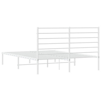 Metal Bed Frame without Mattress with Headboard White 135x190cm