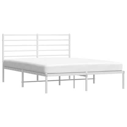 Metal Bed Frame without Mattress with Headboard White 140x190cm