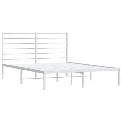 Metal Bed Frame without Mattress with Headboard White 140x200cm