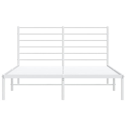 Metal Bed Frame without Mattress with Headboard White 140x200cm