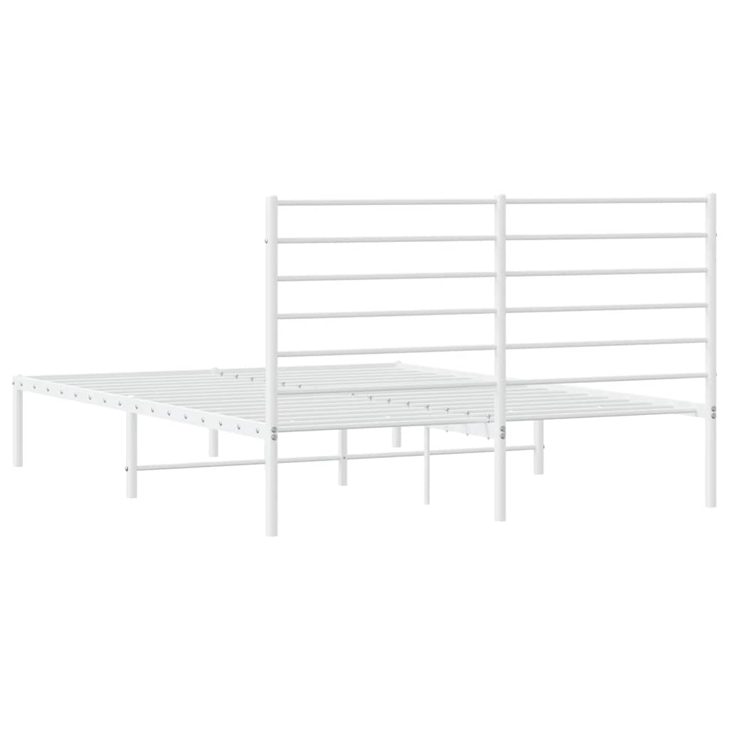 Metal Bed Frame without Mattress with Headboard White 140x200cm