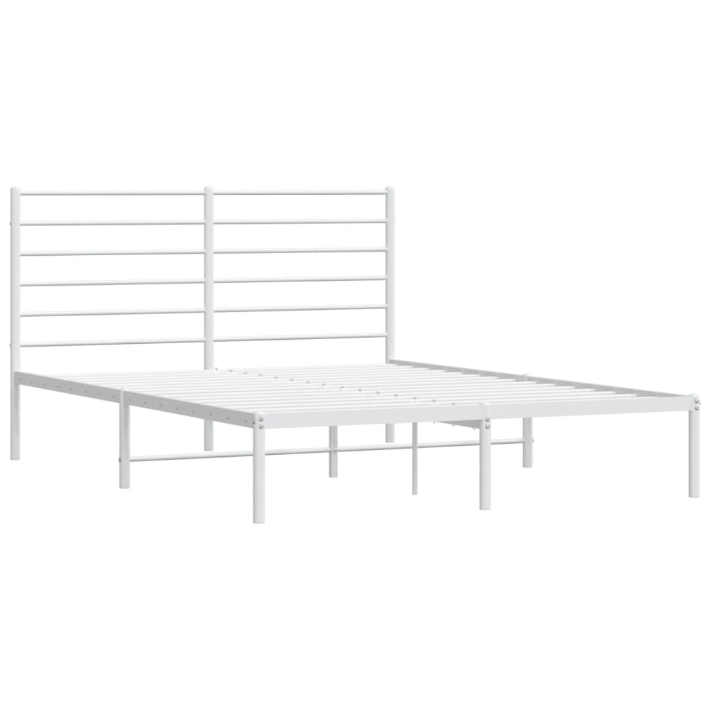 Metal Bed Frame without Mattress with Headboard White 160x200cm