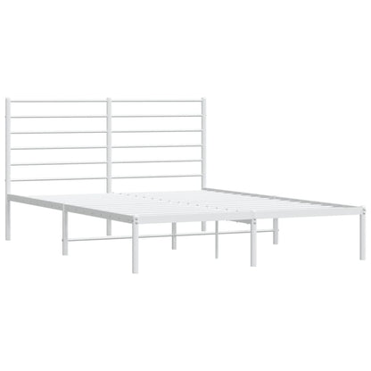 Metal Bed Frame without Mattress with Headboard White 160x200cm