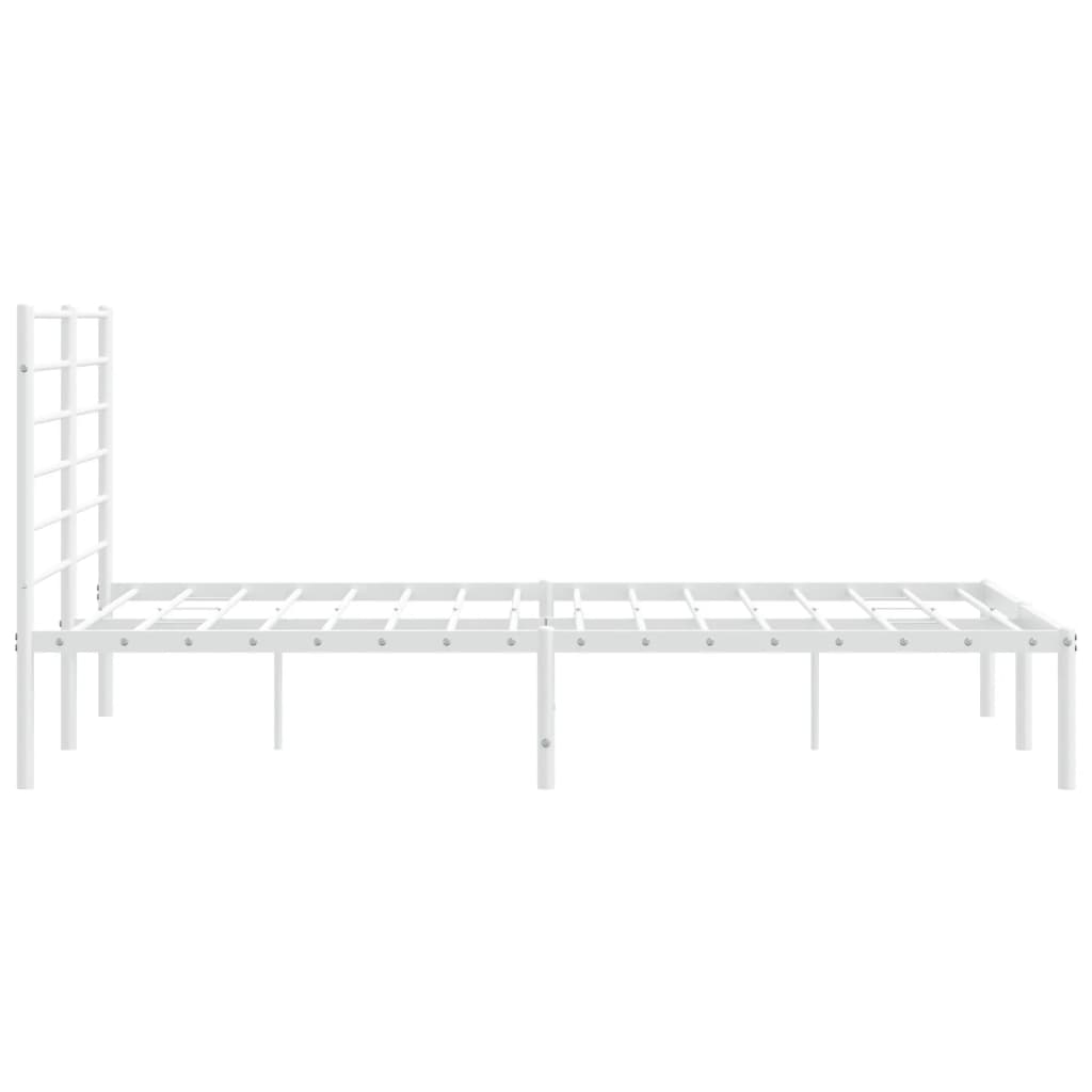 Metal Bed Frame without Mattress with Headboard White 160x200cm