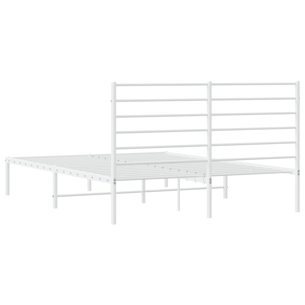 Metal Bed Frame without Mattress with Headboard White 160x200cm
