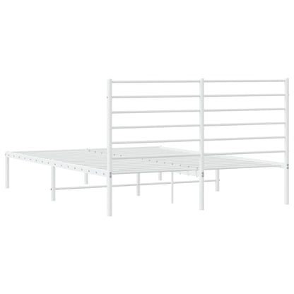 Metal Bed Frame without Mattress with Headboard White 160x200cm