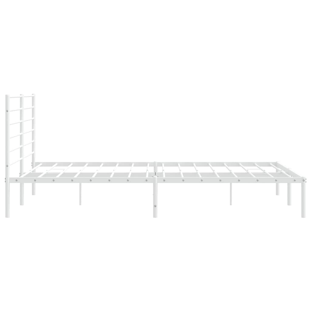 Metal Bed Frame without Mattress with Headboard White 183x213cm