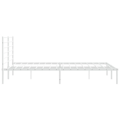 Metal Bed Frame without Mattress with Headboard White 183x213cm
