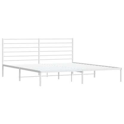 Metal Bed Frame without Mattress with Headboard White 200x200cm