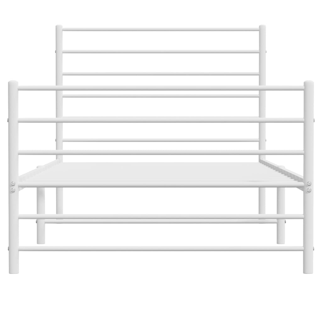 Metal Bed Frame without Mattress with Footboard White 90x190cm