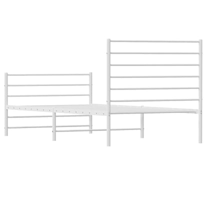 Metal Bed Frame without Mattress with Footboard White 100x190cm