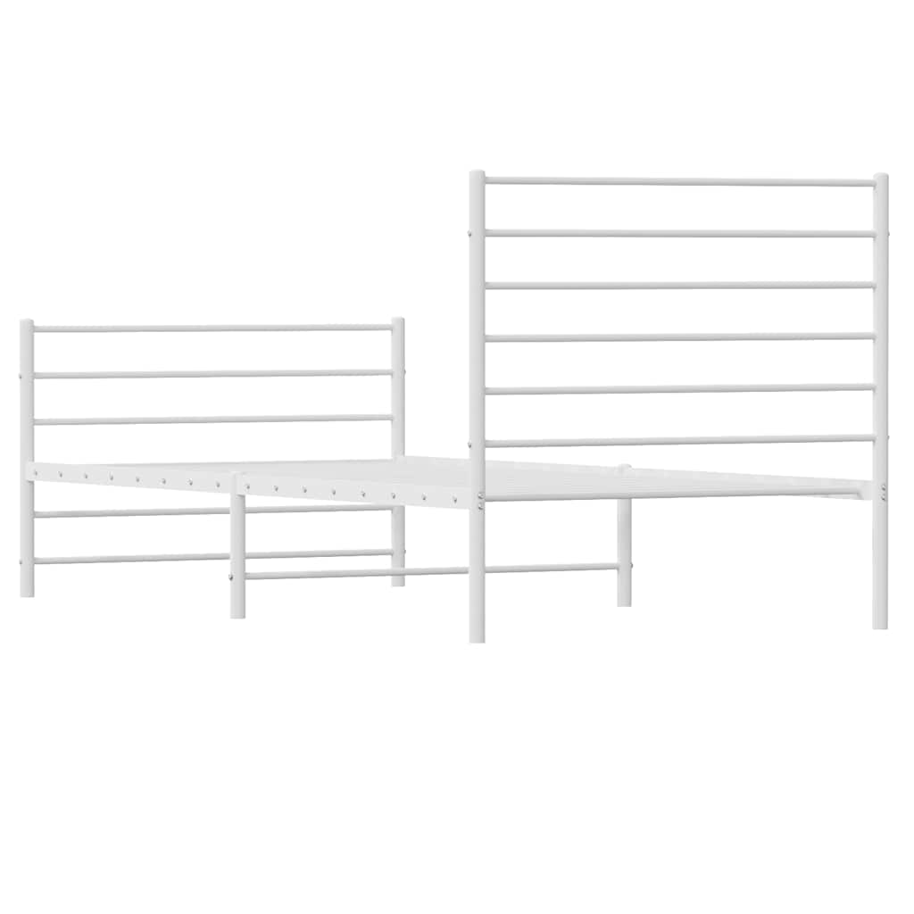 Metal Bed Frame without Mattress with Footboard White 100x200cm