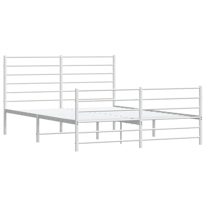 Metal Bed Frame without Mattress with Footboard White 135x190cm