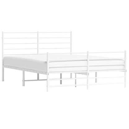 Metal Bed Frame without Mattress with Footboard White 135x190cm