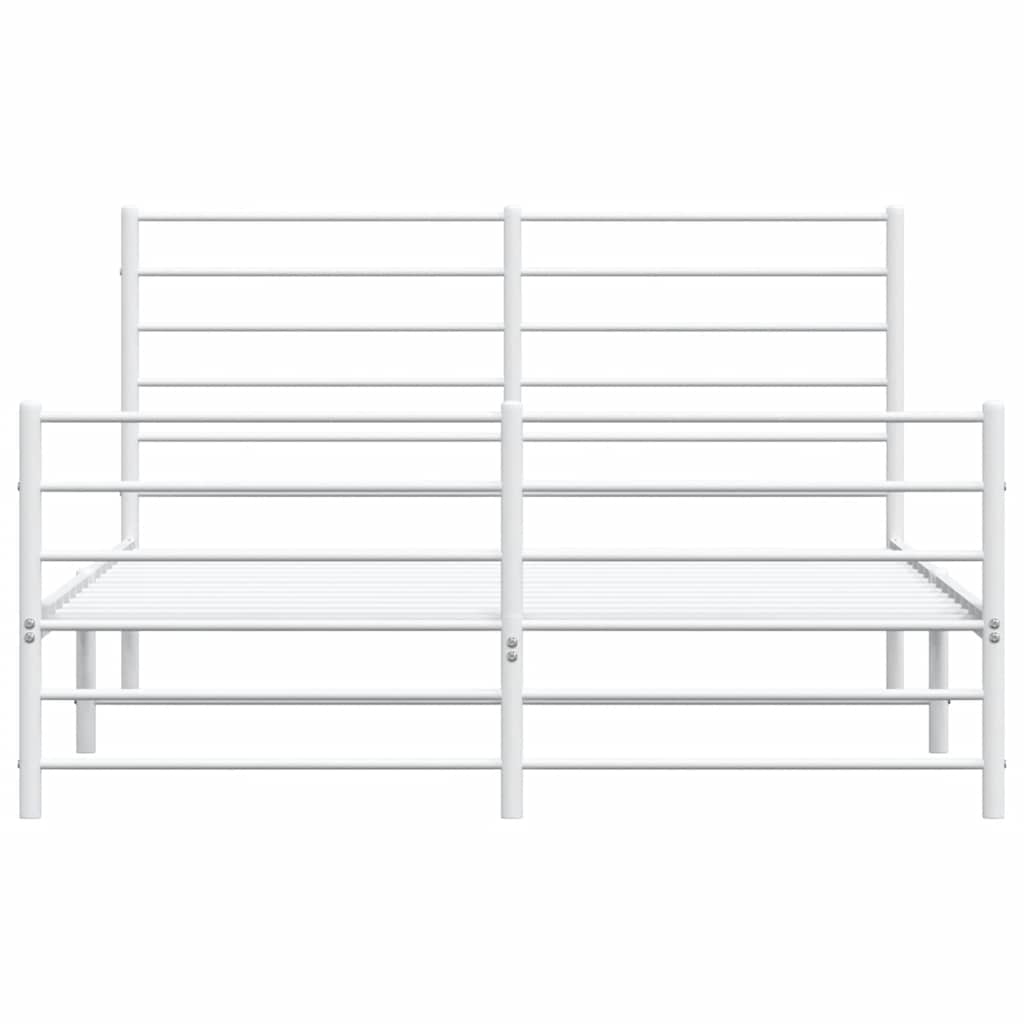 Metal Bed Frame without Mattress with Footboard White 135x190cm