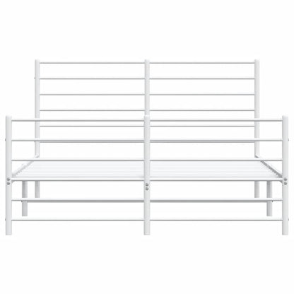 Metal Bed Frame without Mattress with Footboard White 135x190cm