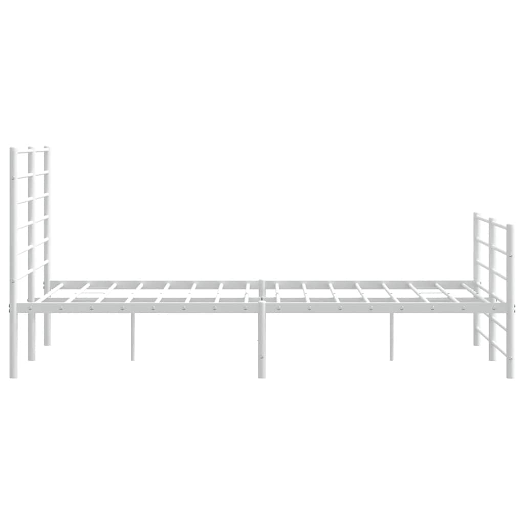 Metal Bed Frame without Mattress with Footboard White 135x190cm