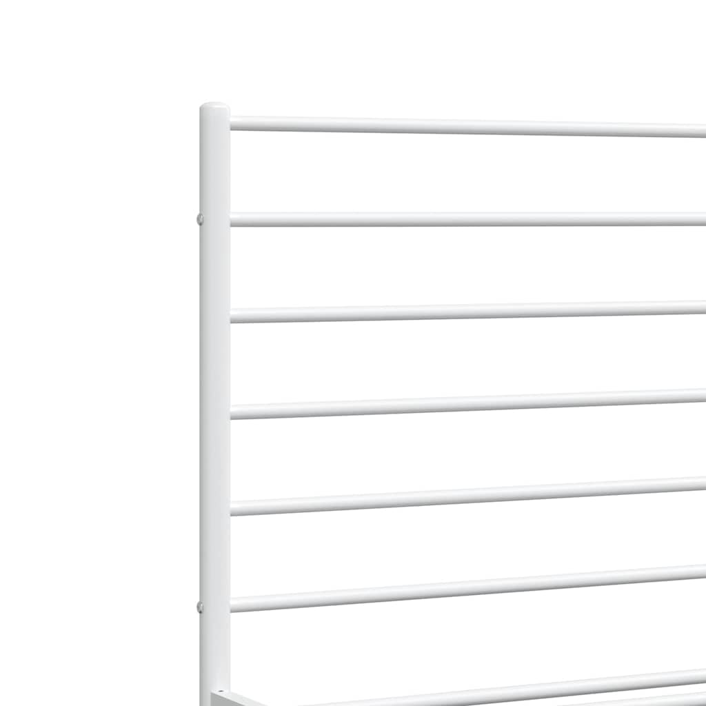 Metal Bed Frame without Mattress with Footboard White 135x190cm