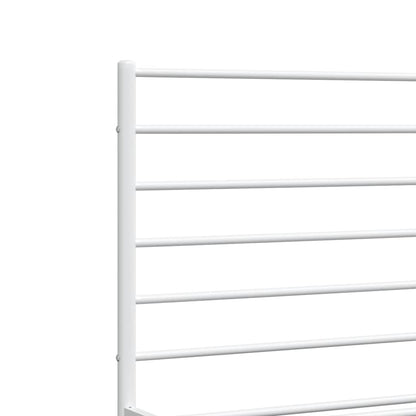 Metal Bed Frame without Mattress with Footboard White 135x190cm