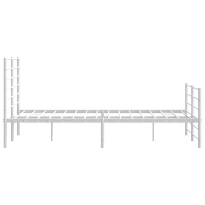 Metal Bed Frame without Mattress with Footboard White 140x200cm