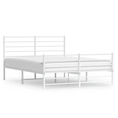 Metal Bed Frame without Mattress with Footboard White 150x200cm