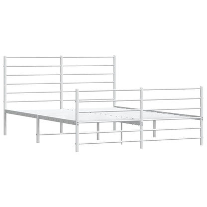 Metal Bed Frame without Mattress with Footboard White 150x200cm