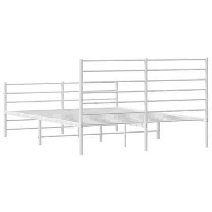 Metal Bed Frame without Mattress with Footboard White 150x200cm