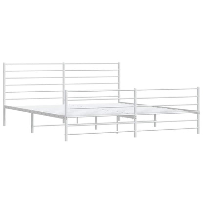 Metal Bed Frame without Mattress with Footboard White 180x200cm
